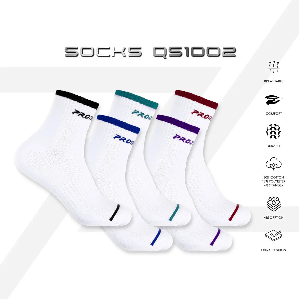 PROTECH Cotton Quarter Sport Socks QS1002